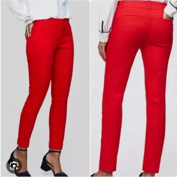 💄Lipstick Red Ann Taylor LOFT Marisa Skinny Ankle Pants Size 2 - Picture 1 of 10